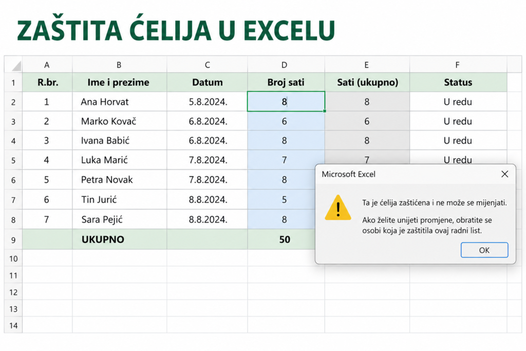 Excelorum – Zaštićeni Excel list koji sprječava uređivanje zaključanih ćelija.